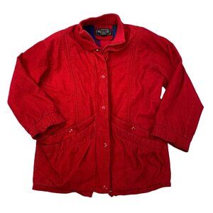 Vintage Portrait Barn Coat‎ Womens Medium Red Corduroy Flannel Lined Pockets